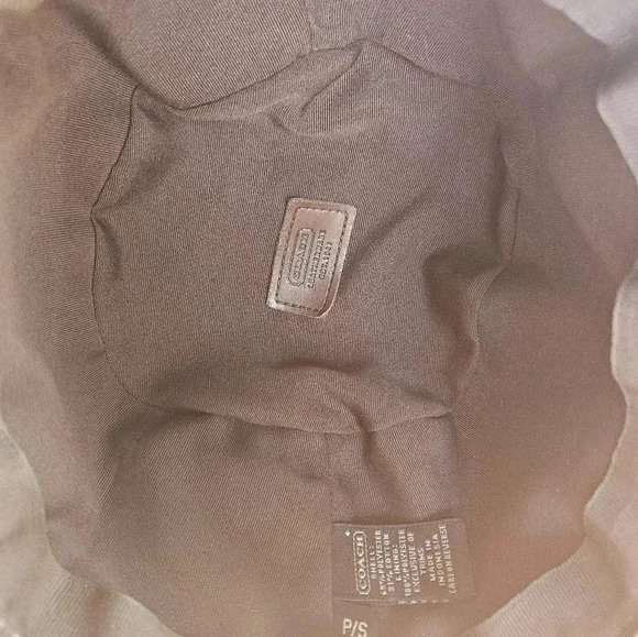 Coach Signature Logo Bucket Hat Brown Canvas Leather Trim Buckle Unisex Size S/P - Picture 3 of 7